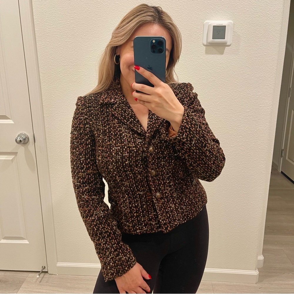 I N C International Concepts | Tweed Silk Blend Crop Blazer Size: 4